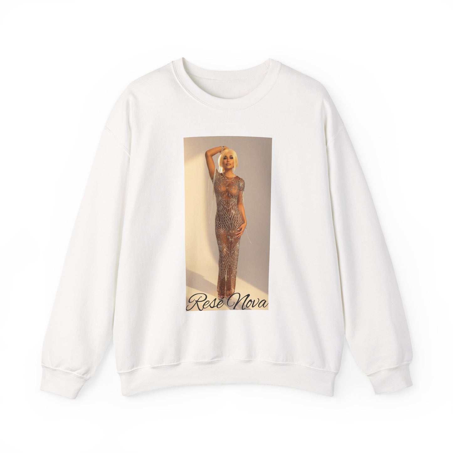 Crewneck Sweatshirt — Retro Glam Photo Print “Rosa Nova”