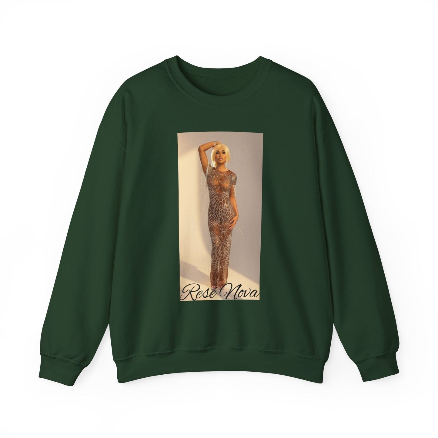 Crewneck Sweatshirt — Retro Glam Photo Print “Rosa Nova”