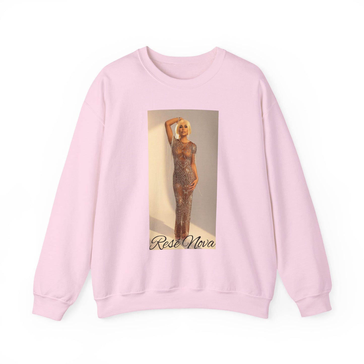 Crewneck Sweatshirt — Retro Glam Photo Print “Rosa Nova”